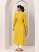 Mustard Printed Silk Blend Straight Kurta - Image 3
