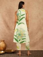 Women's Pure Cotton Sleeveless Regular Kurta with Pant (Green-Leaf-p) - Image 3