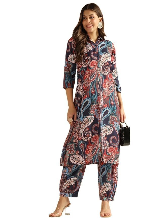 71cXtQP80L._SY879_.jpg Women's Cotton Blend Co Ord Set | Co Ord Set for Women Stylish | Kurta Set for Women | Kurta Set | Ethnic Co Ord Set for Women | 3/4 Sleeve Women Co-ord set - Image 1