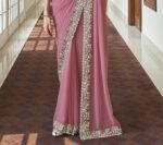Women's Georgette Embroidery work Saree with Blouse Piece - Image 4